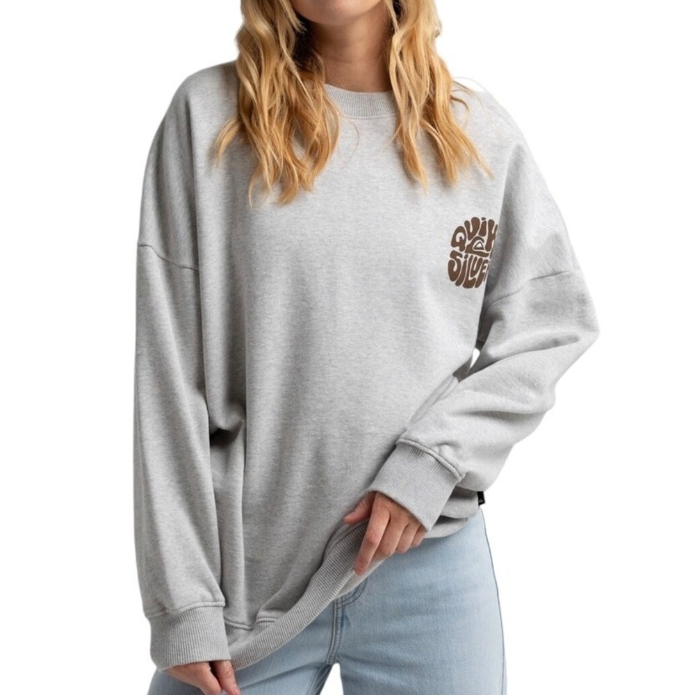Quiksilver Womens Size XS No Limits Oversized Crewneck Sweatshirt Grey Sunflower - Picture 4 of 11